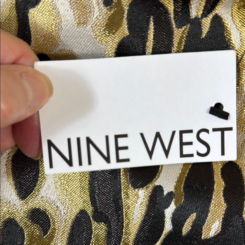 Nine West Skirt Black & Gold Leopard Print Midi in Size XL NWT - Picture 3 of 8